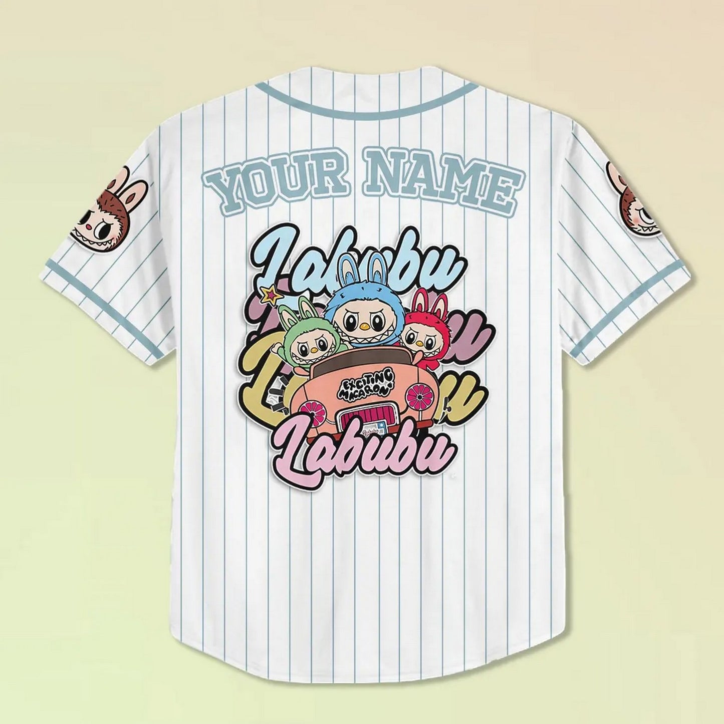 Custom Name And Number Labubu Blue Baseball Jersey