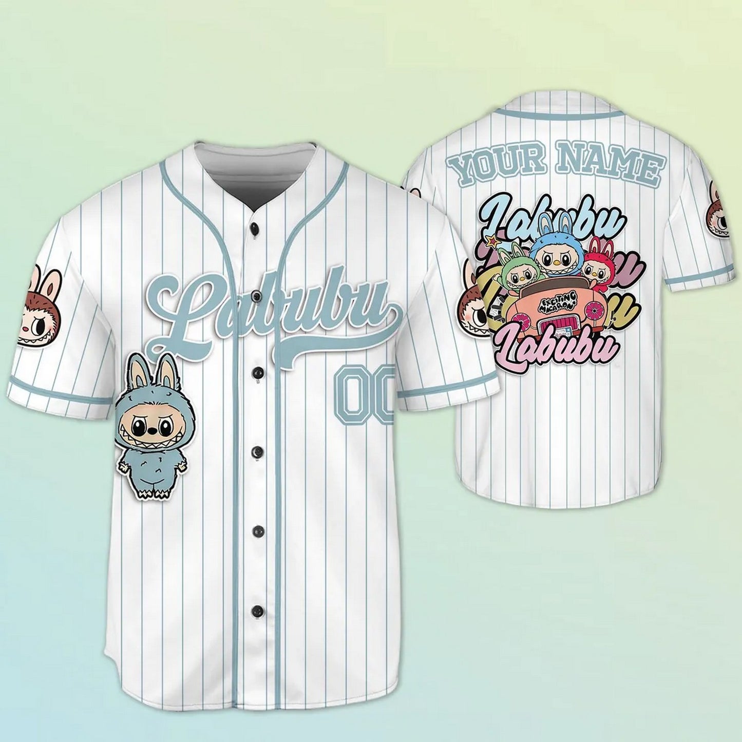 Custom Name And Number Labubu Blue Baseball Jersey
