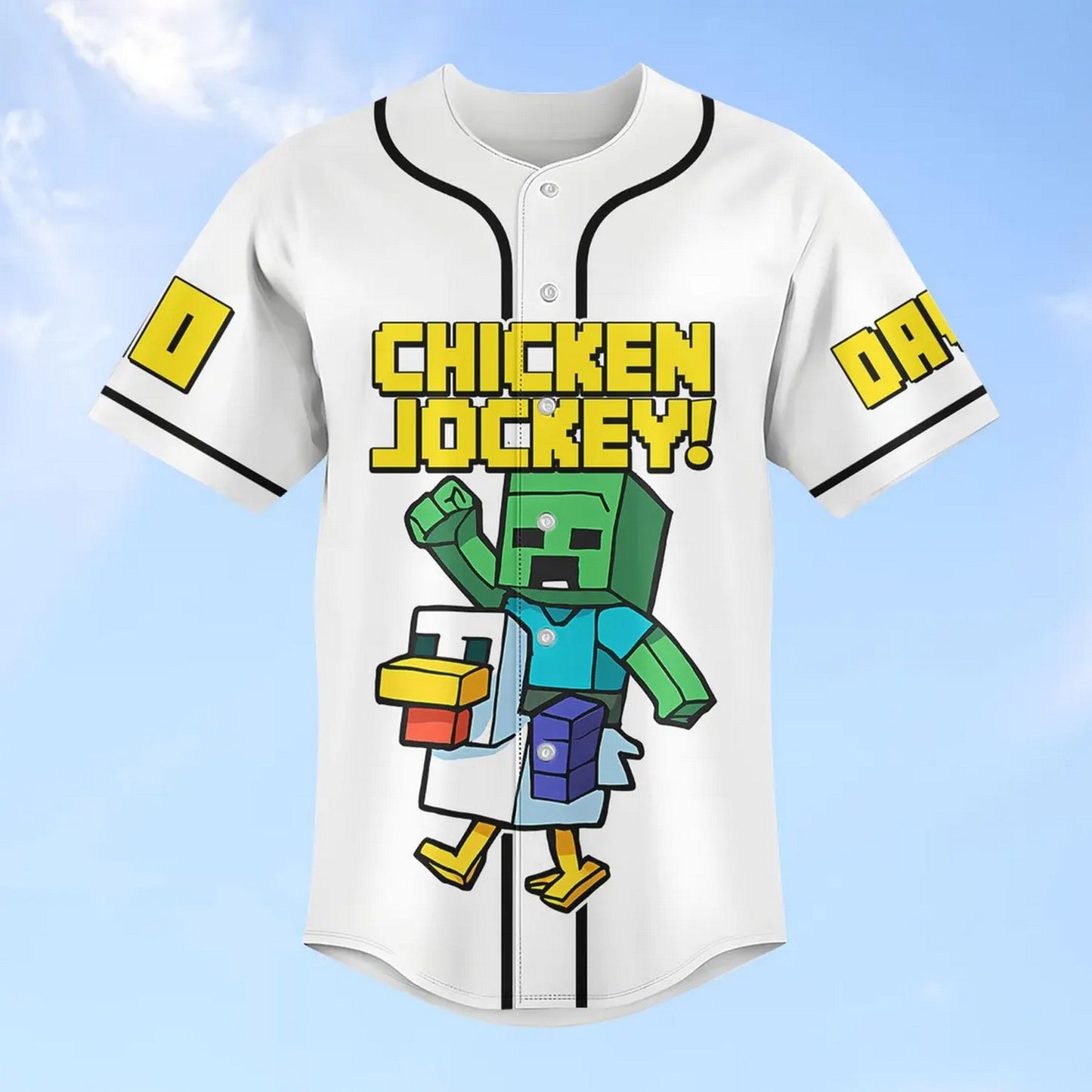 Custom Name And Number Minecraft Chicken Jockey Baseball Jersey