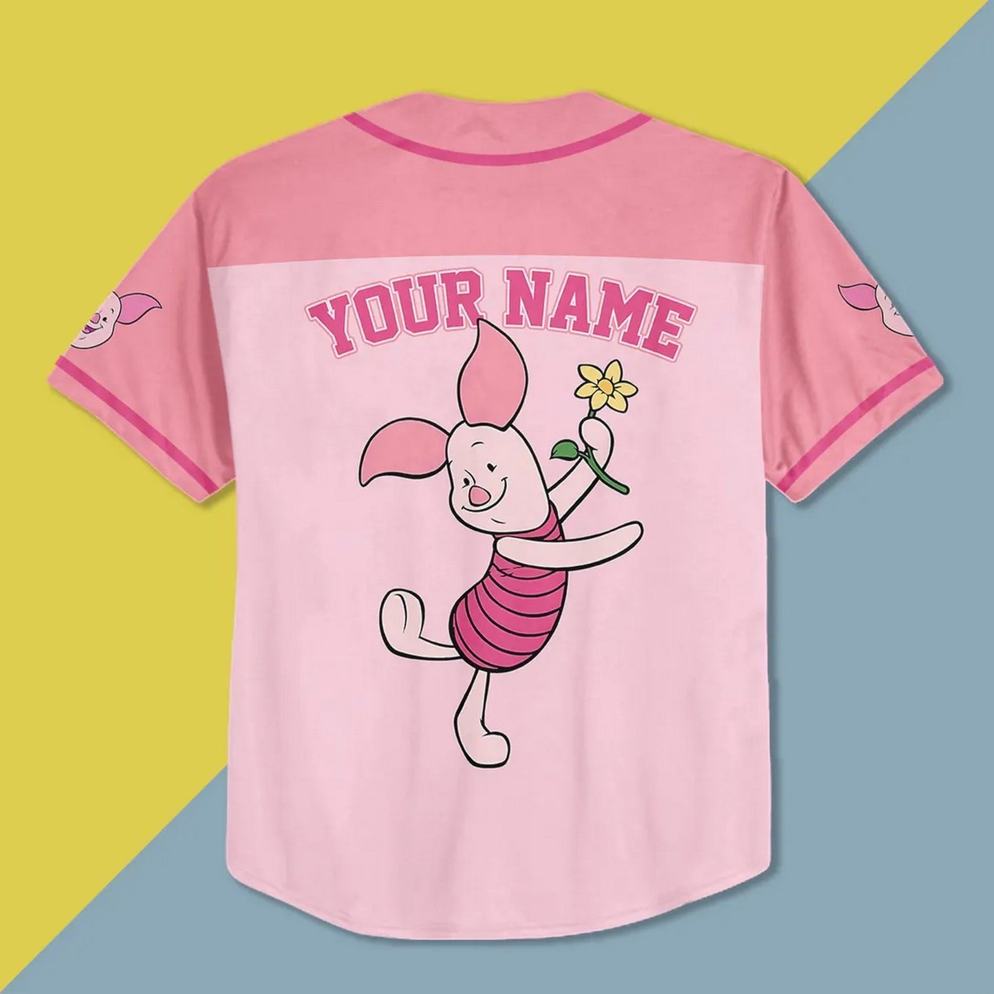 Custom Name And Number Winnie The Pooh Piglet Baseball Jersey
