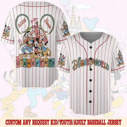 Custom Name Disneyworld Characters Baseball Jersey