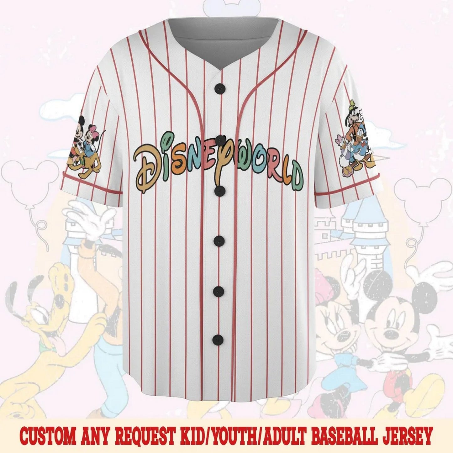 Custom Name Disneyworld Characters Baseball Jersey