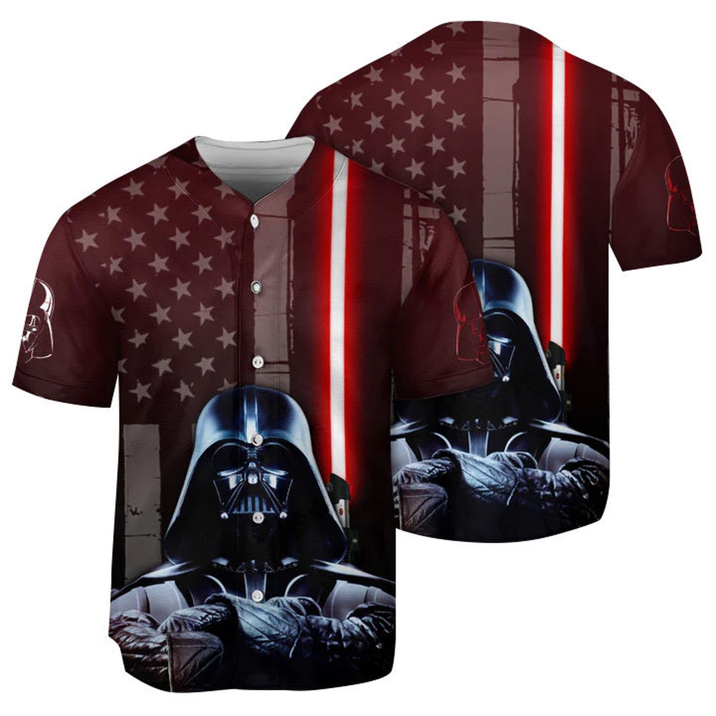 Darth Vader Lightsaber American Flag Baseball Jersey - Gift for Men Women - Gift for Men Women - lylyprint.com