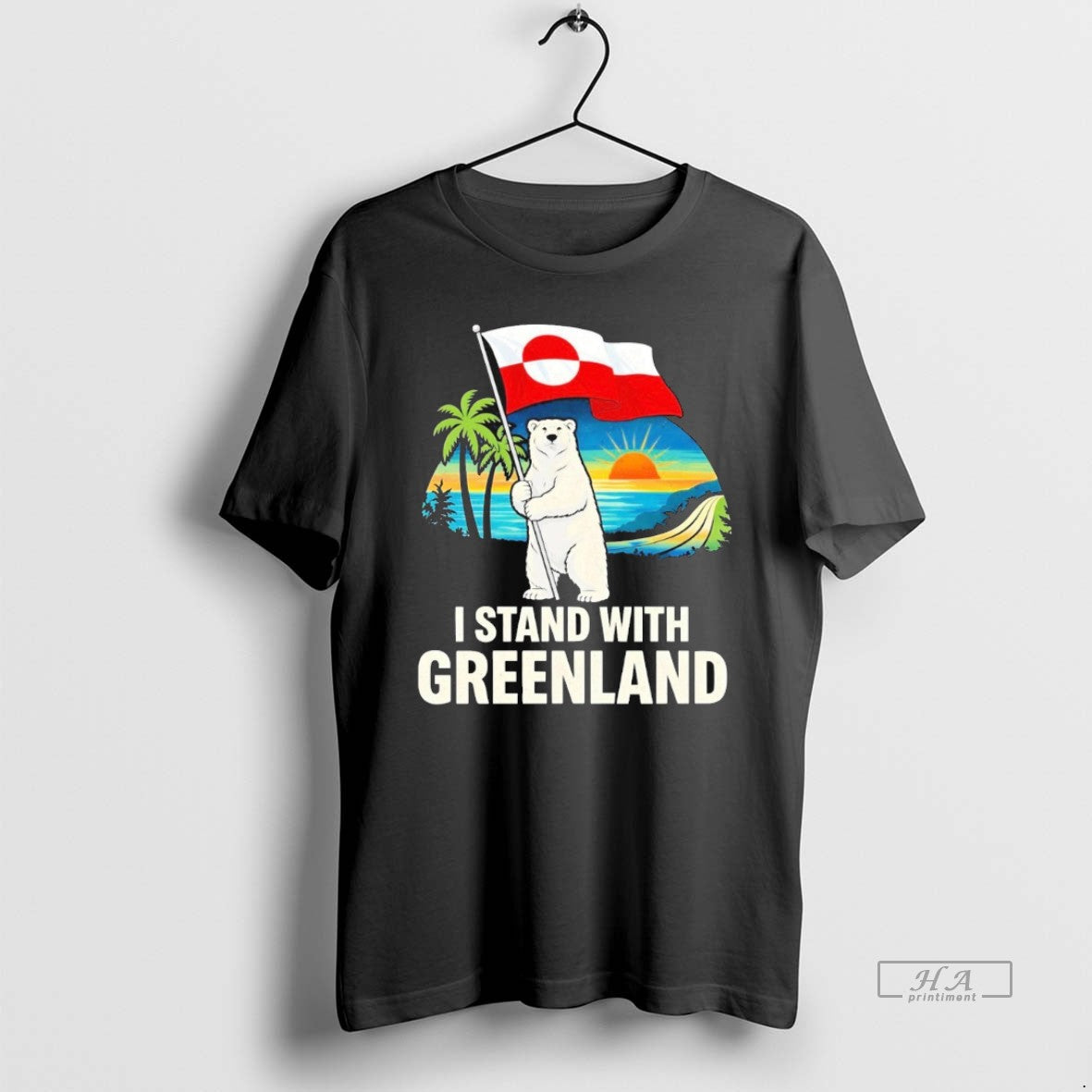 Official I Stand With Greenland Flag Bear Sunset T-Shirts, Hoodie, Sweatshirt | HypeCrazeTee.com
