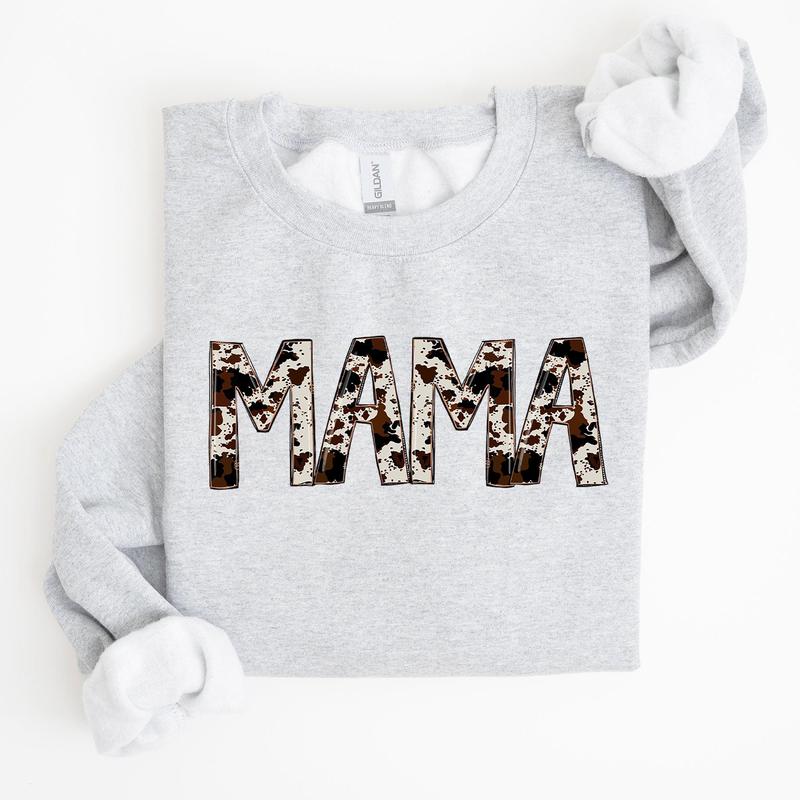 Mama, Cow Print, Mom, Mother's Day Gift Sweatshirt Casual Comfort Womenswear ComfortableÃ‚Â Graphic