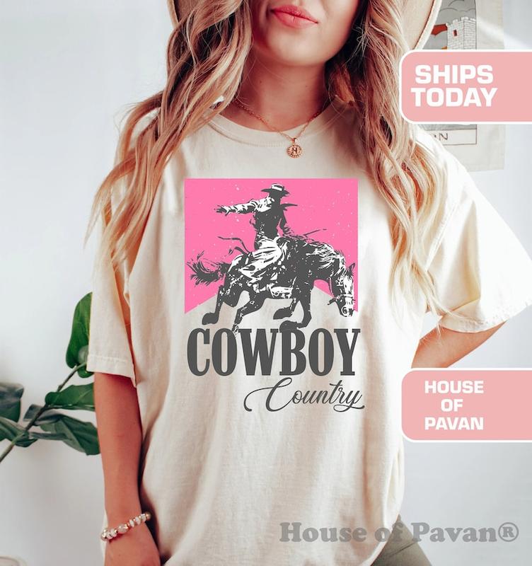 Western Cowboy Country, Pink Rodeo Shirt, Vintage Inspired Tee Shirt, Western Graphic  T-shirt, sweater and Hoodie 2 sides