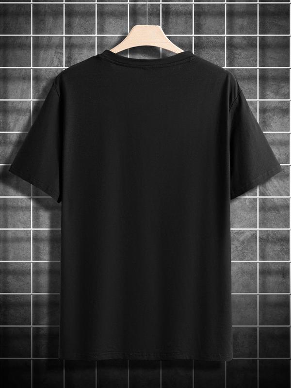 Men's Letter Print Round Neck GraphicÃ‚Â Tee, Summer Clothes,Ã‚Â Regular Fit Casual Short Sleeve T-shirt for Daily Outdoor Wear, Men Summer Streetwear Top f