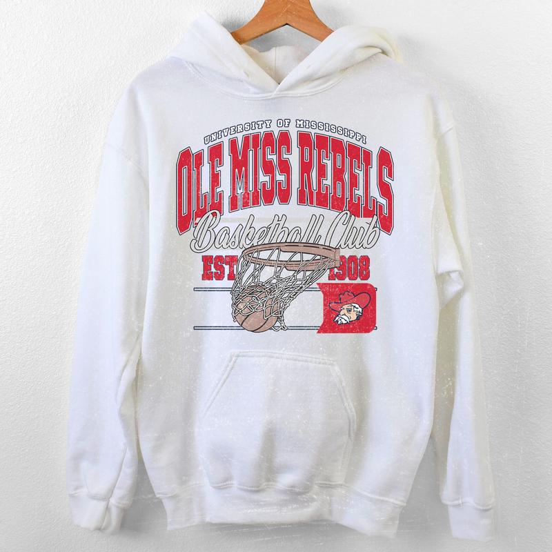 Ole Miss Rebels Vintage Basketball NCAA Sweatshirt - Tshirt - Hoodie, University of Mississippi Unisex Basketball NCAA Shirt, Unisex Vintage NCAA Shir