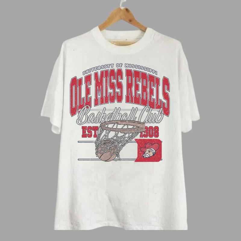 Ole Miss Rebels Vintage Basketball NCAA Sweatshirt - Tshirt - Hoodie, University of Mississippi Unisex Basketball NCAA Shirt, Unisex Vintage NCAA Shir