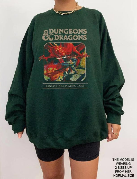 Vintage Dungeons & Dragons 1974 SWEATSHIRT, DnD Sweatshirt, DnD Shirt, Dungeon Master Sweatshirt, Fantasy Role Playing Game Shirt Cotton Fabric