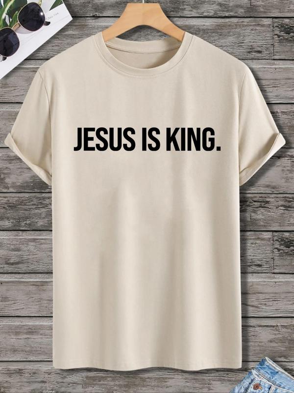 Unisex Men's Letter Print Round Neck GraphicÃ‚Â Tee, Regular FitÃ‚Â Casual Short Sleeve Crew Neck T-Shirt for Summer, Fashion Men's Top for Daily Wear