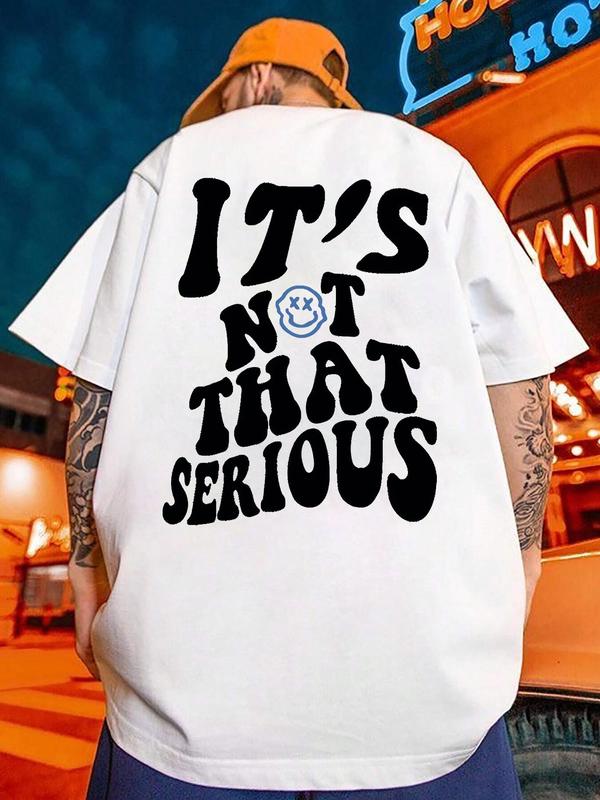 Men's Cartoon Expression & Letter Print Drop Shoulder Tee, Summer Outfits 2024, Regular Fit Casual Short Sleeve Round Neck T-Shirt for Summer,Ã‚Â Graphic