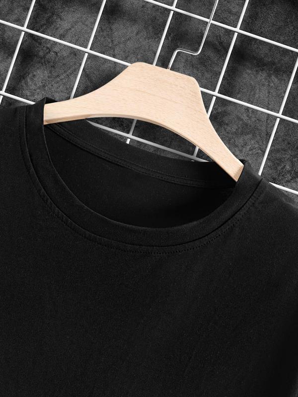 Men's Letter Print Round Neck GraphicÃ‚Â Tee, Summer Clothes,Ã‚Â Regular Fit Casual Short Sleeve T-shirt for Daily Outdoor Wear, Men Summer Streetwear Top f