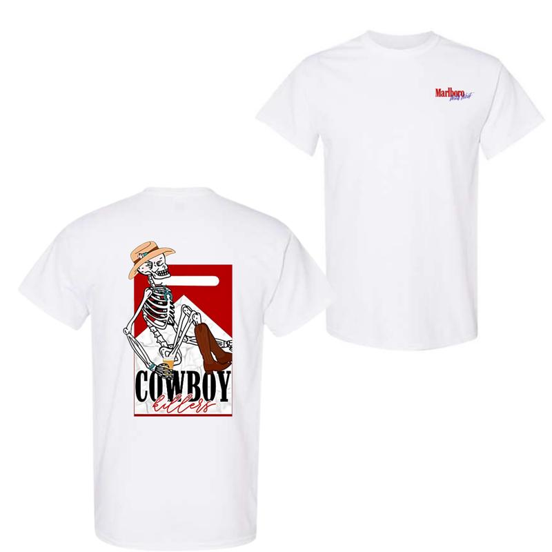 Vintage Marlboro Cowboy Wild West Shirt Cowboy Killlier Unisex Graphic 2 Sided - Fit, For Men, Clothing Love Plain Party T-Shirts Casual Cotton