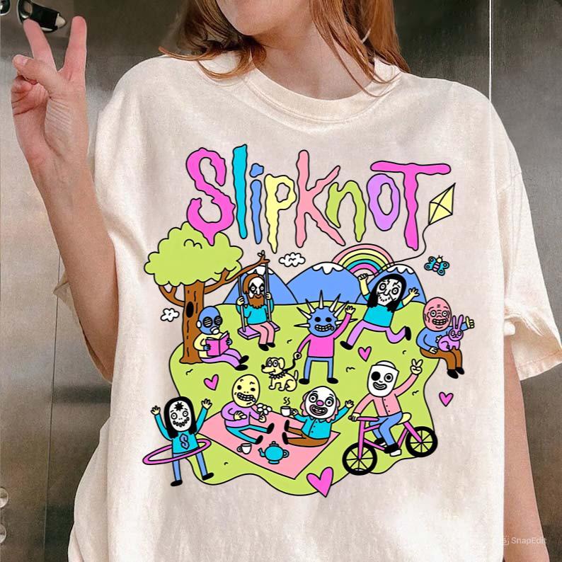 Slipknot Happy Times Playing Together T-shirt - Metal Band Shirt Cotton Graphic Tee Gift