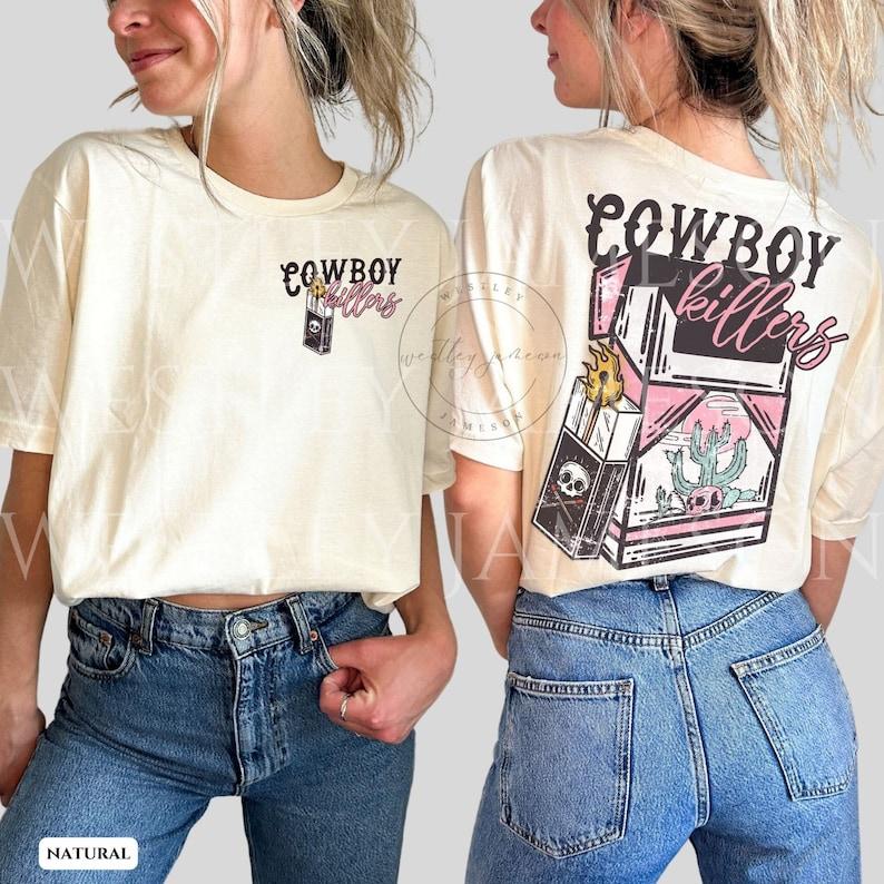 Vintage Inspired Shirt, Cowboy Killers, Western Tee, Cowboy Skull Tee, Western Graphic Tee, Cowgirl  T-shirt, sweater and Hoodie 2 sides