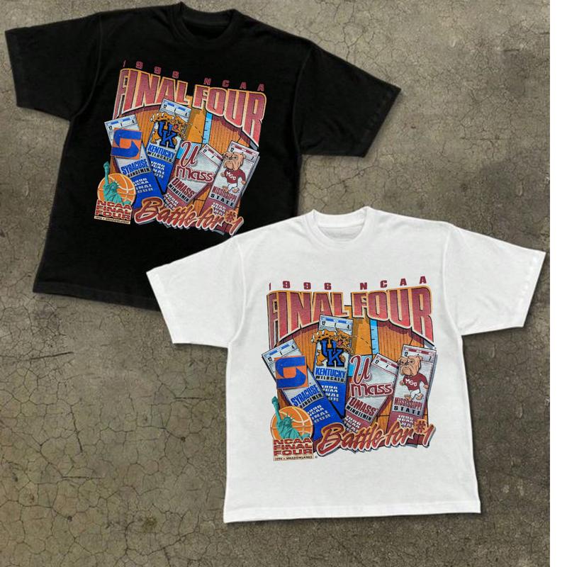 Vintage Final Four Salem NCAA  1996 Kentucky Syracuse UMass Misissippi T-Shirt Cotton Short-sleeve Retro Streetwear Tshirt Menswear Top