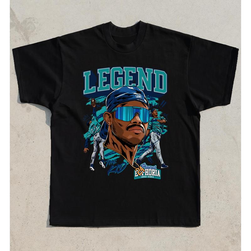 Ken Griffey Jr The Kid Basketball Legend Signature Vintage Style T-Shirt Streetwear Menswear Top Shortsleeve Sports  Tshirt Classic Tee Casual