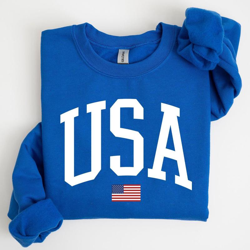 USA Flag, America, Patriotic, 4th of July Sweatshirt, Women's Crew Neck, Crewneck Casual Comfort Womenswear ComfortableÃ‚Â Graphic