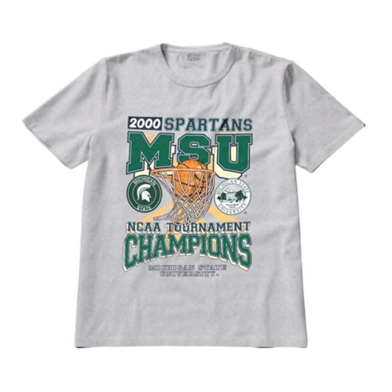 Michigan State University Ã¢â‚¬â€œ MSU Spartans Tournament Champs NCAA Merch, graphic vintage sports tees Casual Menswear Top Shirts Retro Jeans