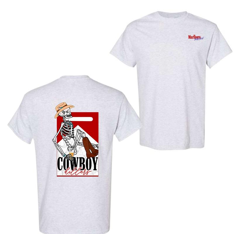 Vintage Marlboro Cowboy Wild West Shirt Cowboy Killlier Unisex Graphic 2 Sided - Fit, For Men, Clothing Love Plain Party T-Shirts Casual Cotton