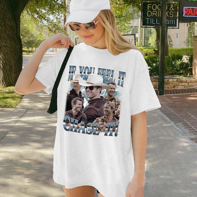 If You Feel It, Chase It T-Shirt, Glen Powell  Vintage Shirt, Gift For Woman and Man Unisex T-Shirt Cotton Fabric