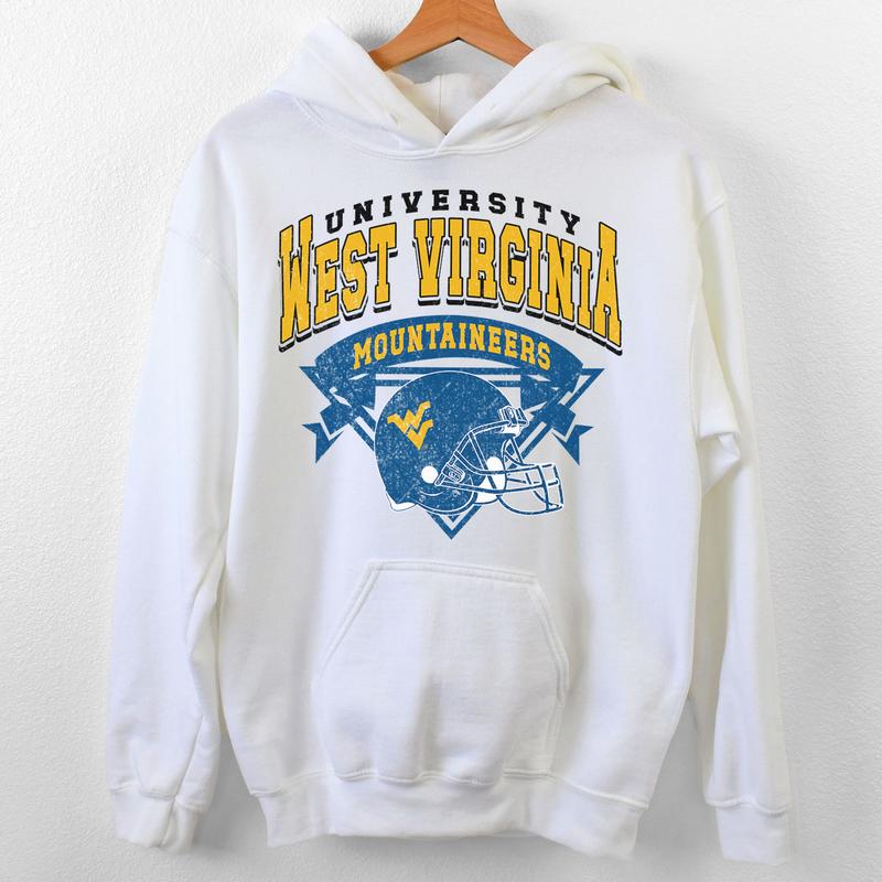West Virginia Mountaineers Vintage Football NCAA Sweatshirt - Tshirt - Hoodie, West Virginia University Unisex Football NCAA Shirt, Unisex Vintage NCA
