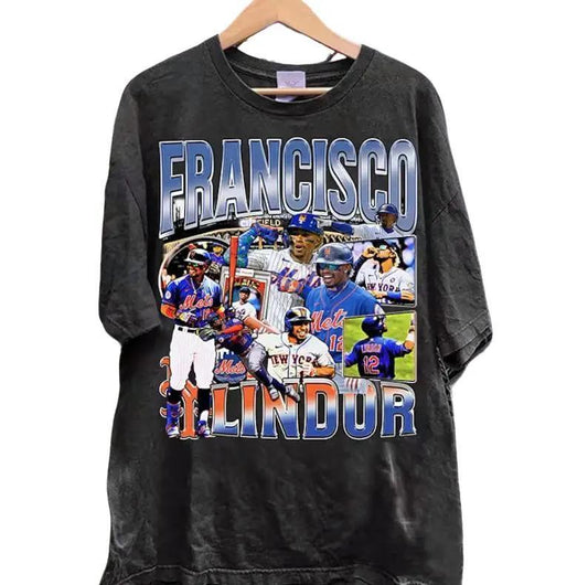 Vintage 90s Graphic Style Francisco Lindor TShirt - Francisco Lindor Hoodie - Retro American Baseball Tee For Man and Woman Unisex T-Shirt