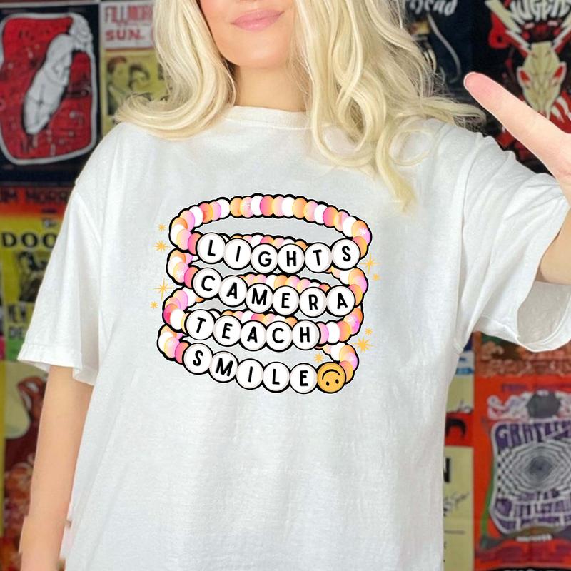 Lights Camera TEACH Smile Shirt, Vintage  Teacher Gift, Tortured Teacher Department TShirt, Back To School Gift for Teacher