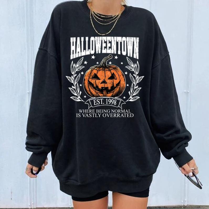 Halloweentown University Shirt - Sweatshirt - Hoodie, Halloween Town Est 1998 Sweatshirt, Fall Sweatshirt, Vintage Pumpkin Shirt, Women Halloween Swea