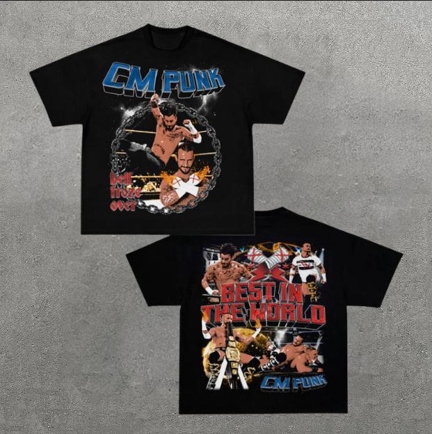 VINTAGE TEE  CM PUNK, Double Sided Prints Vintage T-Shirt, Wrestler Shirt, WWE Shirt, Y2k Shirt, Vintage Graphic Tee, Unisex T-Shirt, Gift For Him, Ad