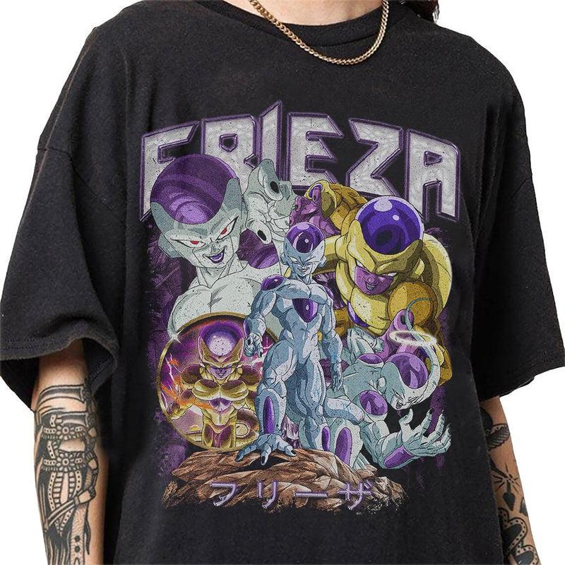 BLord Frieza Vintage T-Shirt, Anime Gift For Woman and Man T-Shirt, 100% Cotton, Crew Neck, Slight Stretch, Breathable & Wear-Resistant, All-Season Sh