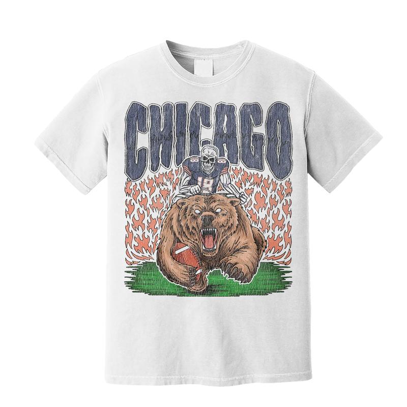 Chicago City Football Graphic T-Shirt - Limited Edition, Chicago Football Shirt, American Football Merch, Perfect for Fans of Chicago Menswear Top