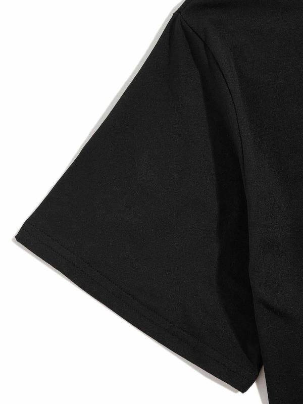 Men's Letter IÃ‚Â LoveÃ‚Â My GirlfriendÃ‚Â Print Round Neck Tee, Streetwear, Graphic Tees, Regular Fit Casual Short Sleeve Crew Neck T-shirt, Summer Clothes, M