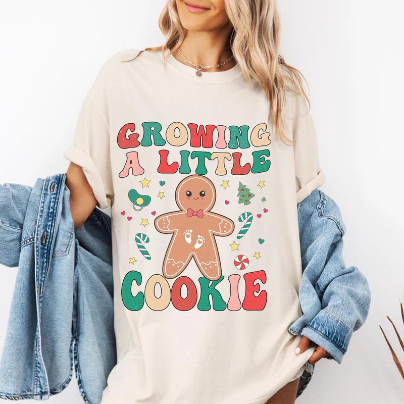 Growing a Little Cookie Pregnancy Announcement Sweatshirt - Cozy Holiday Maternity Wear