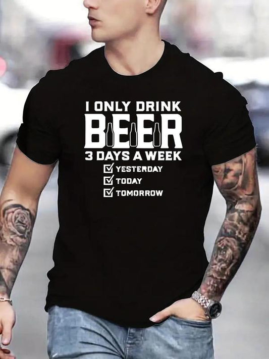 Men's Regular Fit Letter Print Round Neck Tee, Crew Neck Short Sleeve T-shirt, Summer Clothes, Casual Comfy Streetwear for Summer, Graphic Tees,Ã‚Â Comfo