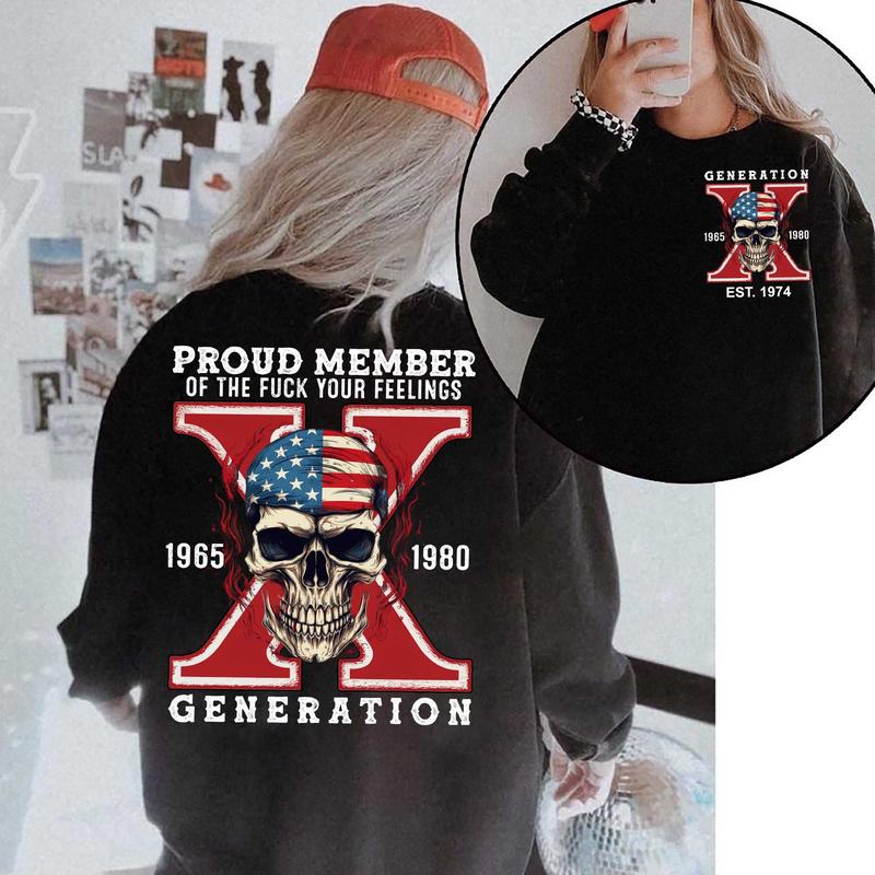 Gen X Skull Casual Shirt Raised On Hose Water & Neglect, Vintage Inspired T-Shirt for GenX Style