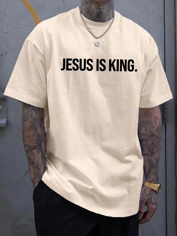 Unisex Men's Letter Print Round Neck GraphicÃ‚Â Tee, Regular FitÃ‚Â Casual Short Sleeve Crew Neck T-Shirt for Summer, Fashion Men's Top for Daily Wear