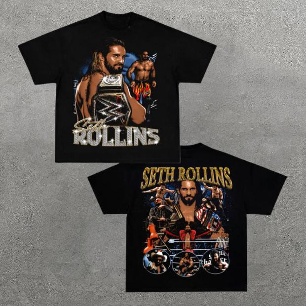 VINTAGE TEE  SETH ROLLINS, Double Sided Prints Vintage T-Shirt, Wrestler Shirt, WWE Shirt, Y2k Shirt, Vintage Graphic Tee, Unisex T-Shirt, Gift For Hi