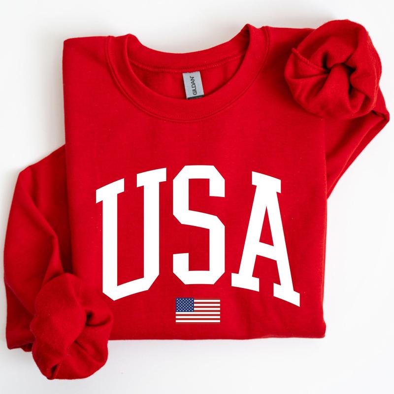 USA Flag, America, Patriotic, 4th of July Sweatshirt, Women's Crew Neck, Crewneck Casual Comfort Womenswear ComfortableÃ‚Â Graphic