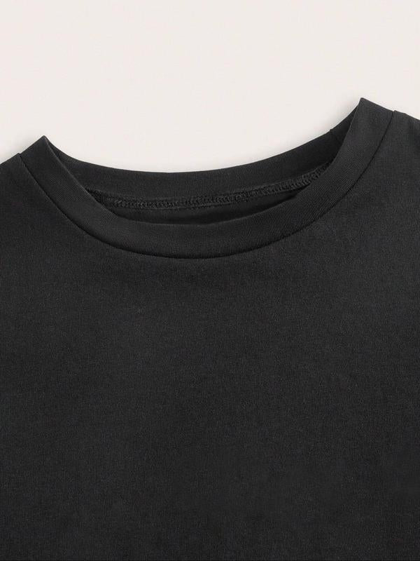 Women's Car & Letter Print Round Neck Crop Tee, Casual Short Sleeve T-shirt, Summer Clothes, Graphic Tees, Going Out Top, Ladies Summer Clothes for Da