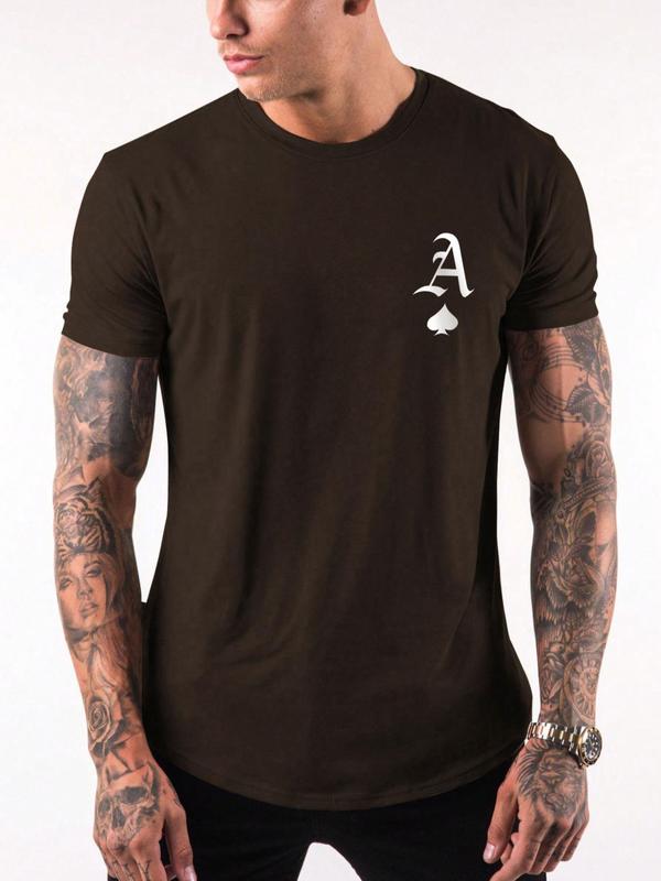 Men's Letter Print Round Neck Tee, Regular Fit Casual Streetwear Short Sleeve T-shirt, Graphic Tees,Ã‚Â Men's Summer Clothes Top for Daily Wear