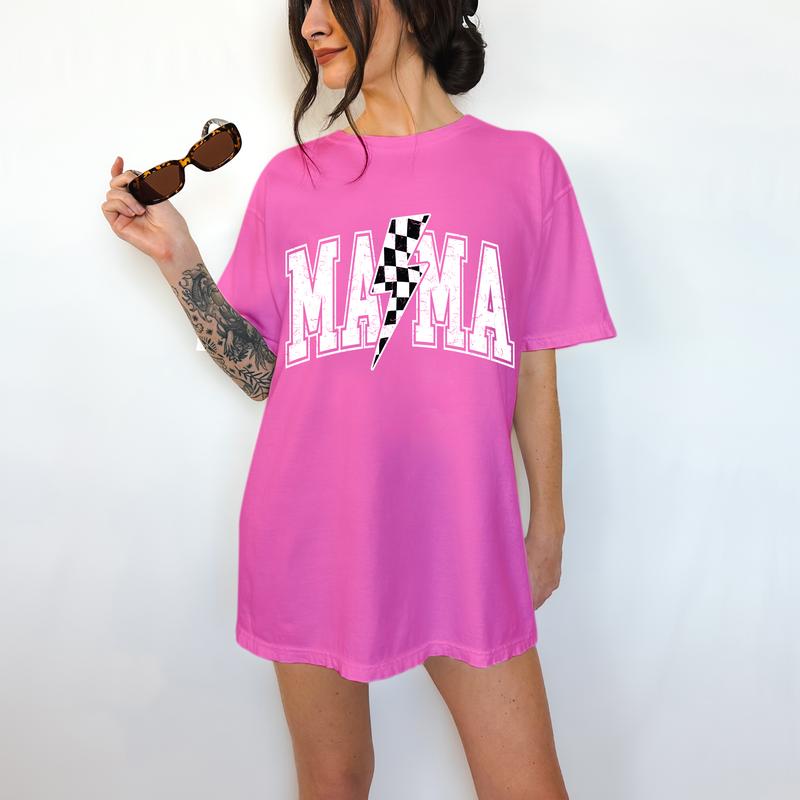 Mama Lightning Bolt - T-Shirt, MAMA Lettering Shirt, Bright Graphic, Funny Apparel, Gift Idea, Relaxed Fit, Casual Apparel, Cute Top, Great with Jeans