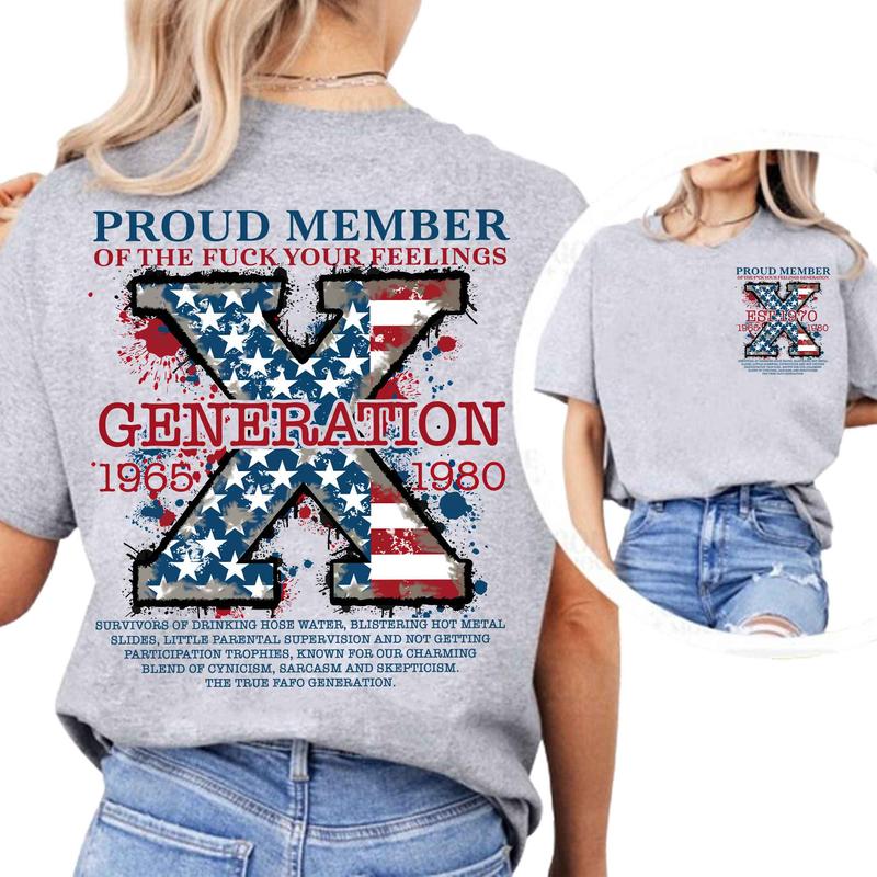 Custom Est.1970 GenX 2 Side Shirt, Vintage Generation Flag 1965-1980 Hoodies, FAFO GenX  Shirt, GenX Flag Cotton Shirt ,For Men, For Women