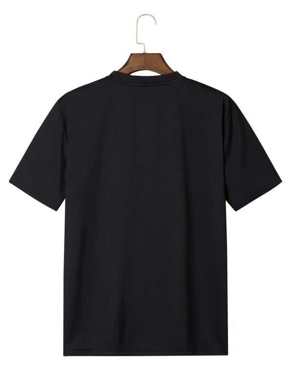 Men's Heart & Letter Print Round Neck Tee, Summer Clothes, Regular Fit Casual Short Sleeve Graphic T-shirt for Summer, Fashion Men's Top for Daily Wea