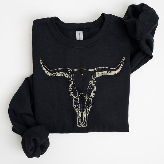 Long Horn, Cow Skull, Rodeo, Cowboy Sweatshirt Casual Comfort Womenswear ComfortableÃ‚Â Graphic