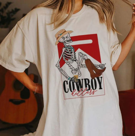 Cowboy Killers Graphic T-Shirt  Country Girl Tee, Vintage Tee, Boho Shirt Skeleton Cowboy marlboro shirt funny skeleton  T-shirt, sweater and Hoodie c