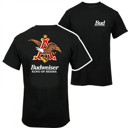 Budweiser Vintage Logo Red T-shirt - 2 Side - Full Size Range - Multiple Fashion Choices - Wear It Your Way - From Classic To Bright - High Performanc