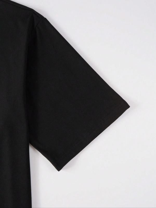 Men's Letter Graphic Print Round Neck Tee, Regular Fit Street Fashion Casual Short Sleeve T-shirt for Summer, Graphic Tees,Ã‚Â Men'sÃ‚Â Streetwear Top for D