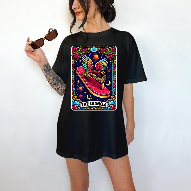 LA Chancla Tarot Card - T-Shirt, chancla, Bright Graphic, Funny Apparel, Gift Idea, Relaxed Fit, Casual Apparel, Cute Top, Great with Jeans, All Seaso